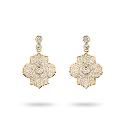 Regal Power- Yellow gold pave earrings - Ksenia Mirella Jewellery 