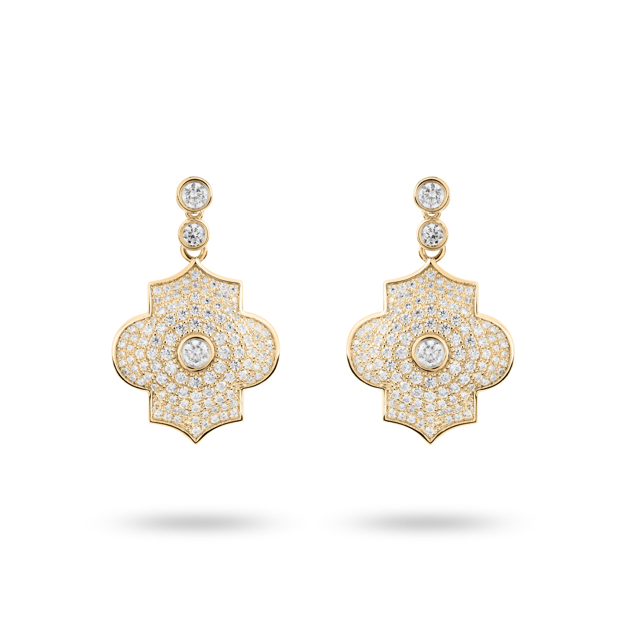 Regal Power- Yellow gold pave earrings - Ksenia Mirella Jewellery 