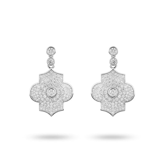 Regal Power- White gold pave earrings - Ksenia Mirella Jewellery 