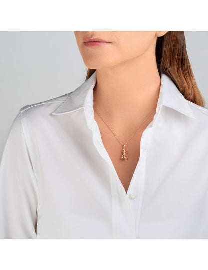 The Queen Rose Gold Chess Necklace by Ksenia Mirella Jewellery worn with white shirt styling