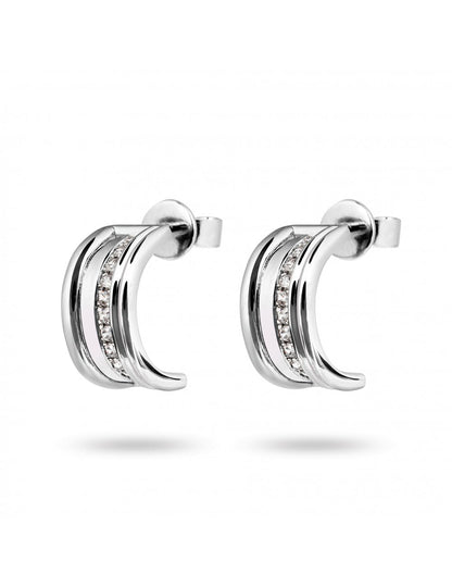 White gold diamond hoop earrings by Ksenia Mirella Jewellery with pavé-set diamond detail