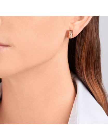 The Queen Rose Gold White Diamonds Studs by Ksenia Mirella Jewellery worn in close-up side profile