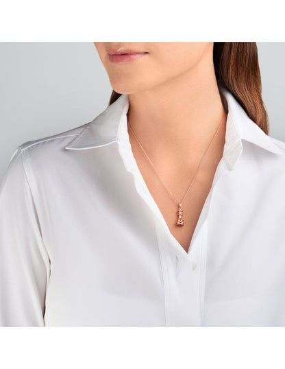 The Queen Rose Gold Chess Necklace by Ksenia Mirella Jewellery worn with white shirt styling